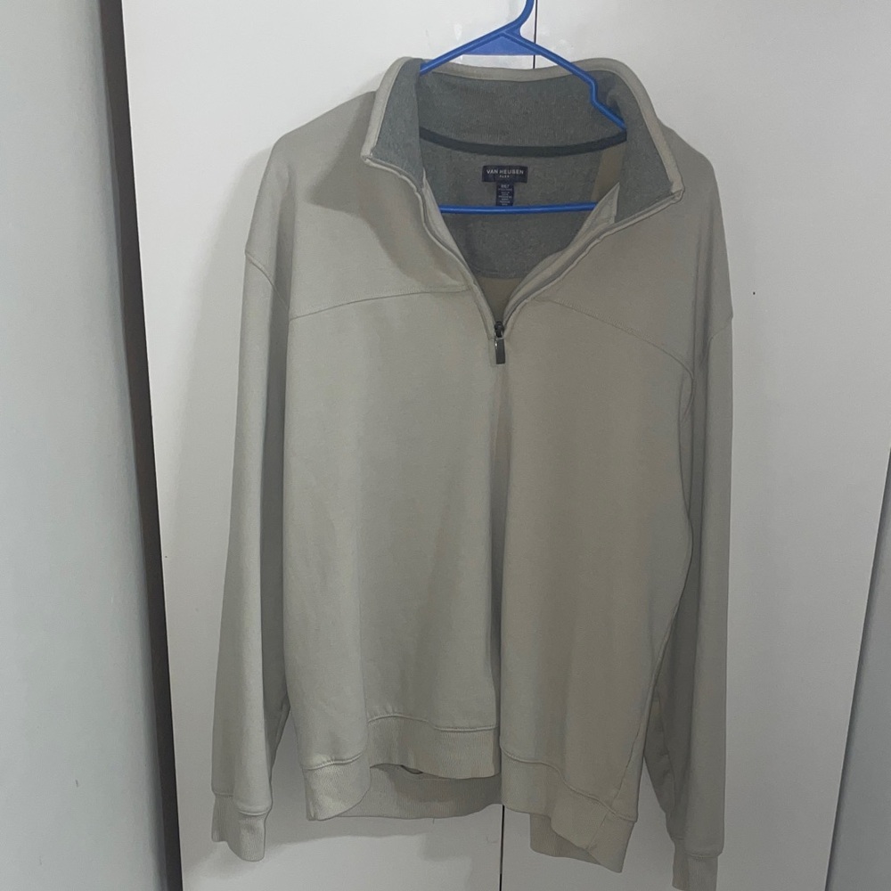 Van Heusen Men's Light Tan Zip-Up Sweater